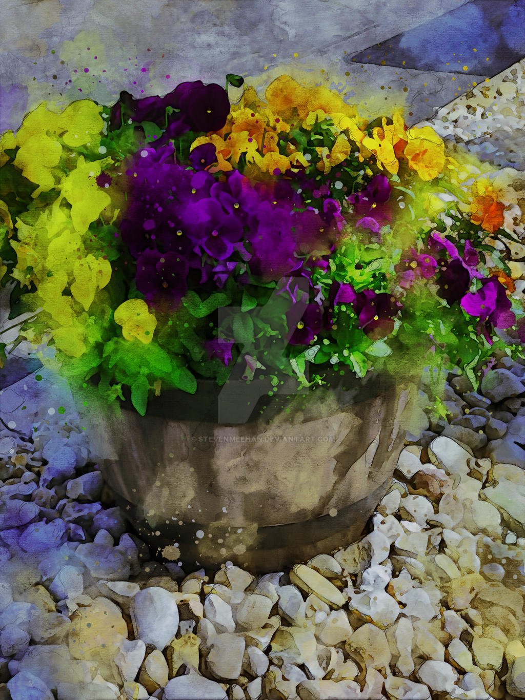 A single stem rises against a soft background, its bloom reaching upward, rendered in watercolor.