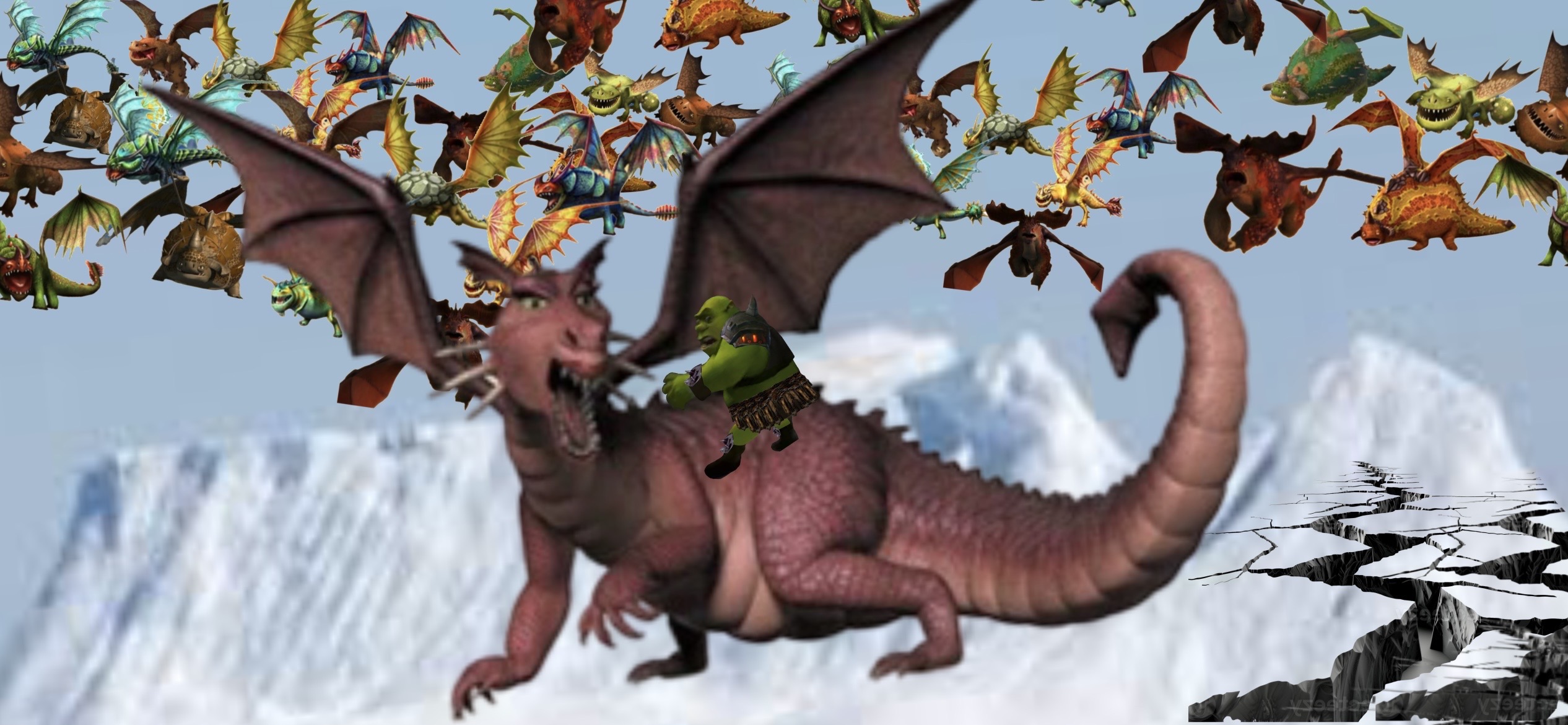Shrek and the Dragons fly away by ivancastano on DeviantArt