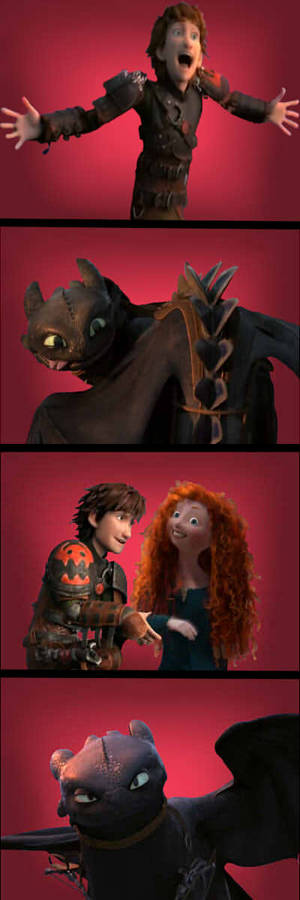 Toothless x Merida+Hiccup