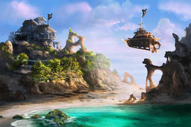 Steampunk Pirate Island by jjpeabody
