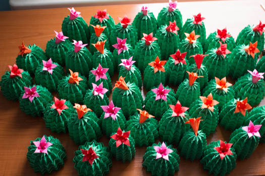 Lots of Origami Cacti