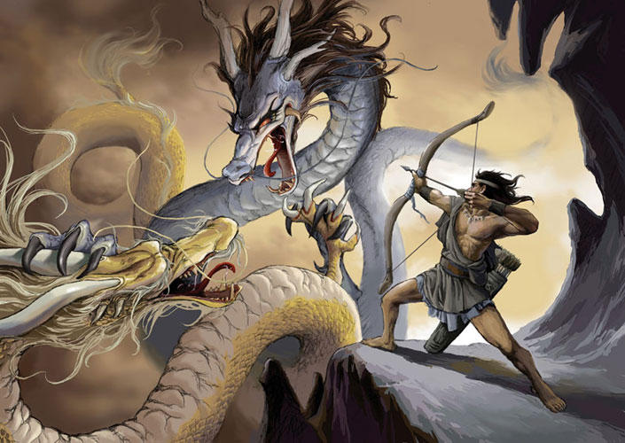 Как стать змеем. Дракон Фафнир Сигурд. Сигурд сражается с драконом. Фафнир дракон Скандинавская мифология. Дракон Фафнир и рыцарь Сигурд.