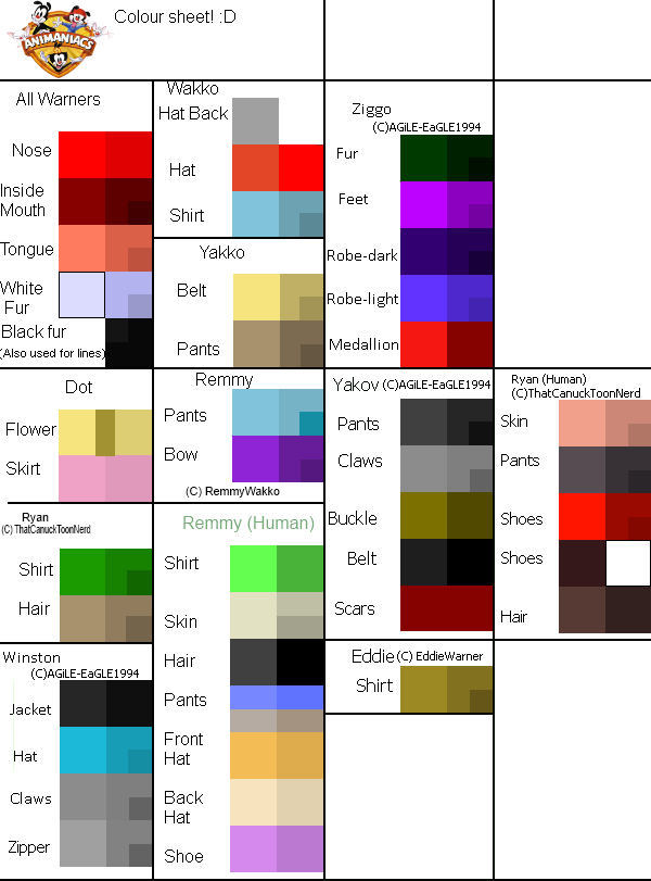 Warner Color Sheet