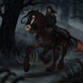 running through the forest