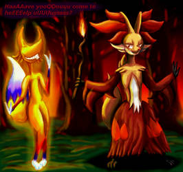 Delphox meets a Fire Spirit