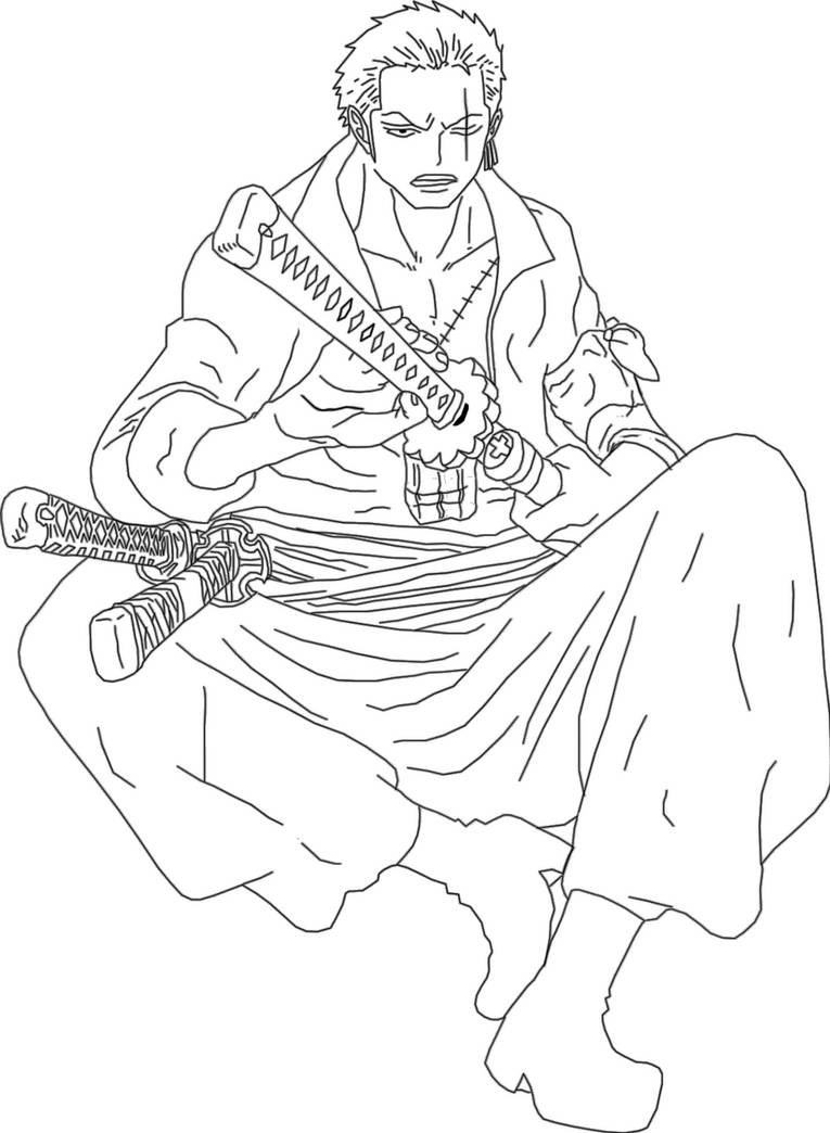 Coloriage à Imprimer One Piece Zoro New Roronoa Zoro LineArt by Smangellville on DeviantArt