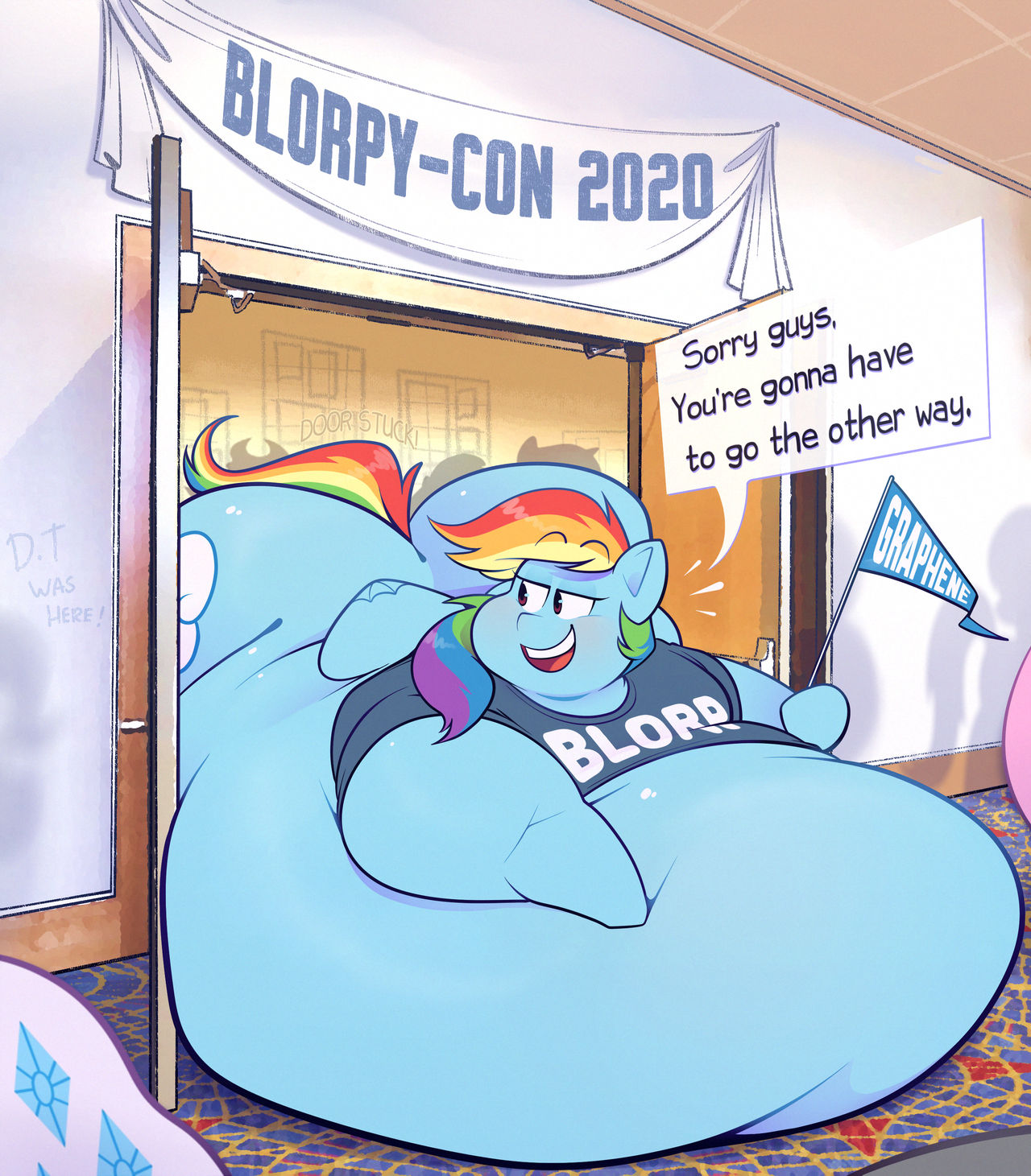 Door blocking Rainbow Dash