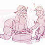 Dorky apple bobbing buddies