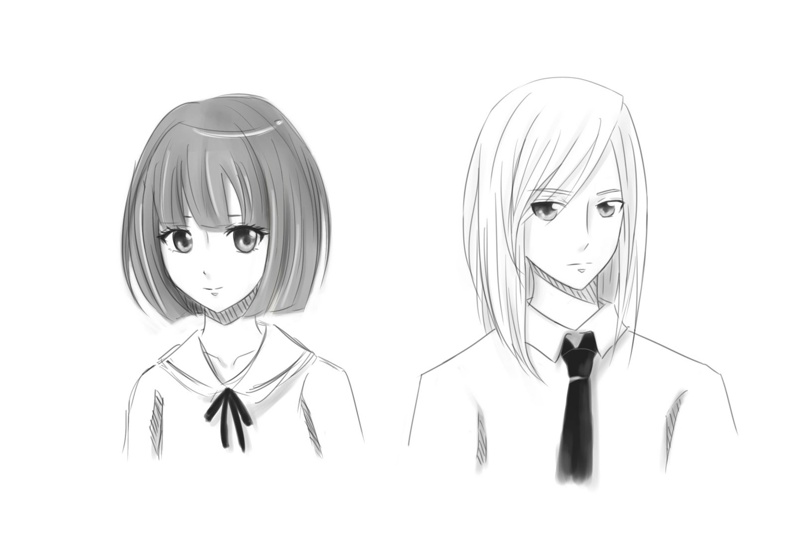 Short Female Hairstyle Long Male Hairstyle By Angeloflight98 On