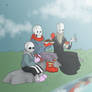 Picnic with the skeletons family
