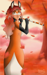 Rena Rouge with her flute (wallpaper) by HeroXD