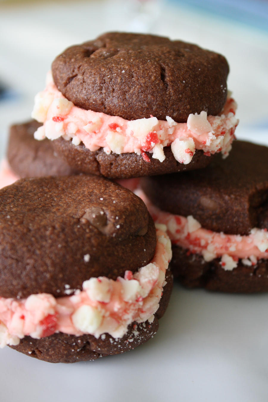 Cute Peppermint Chocolate Sandwich Cookies