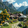 A small mountain village with butterfly trees and
