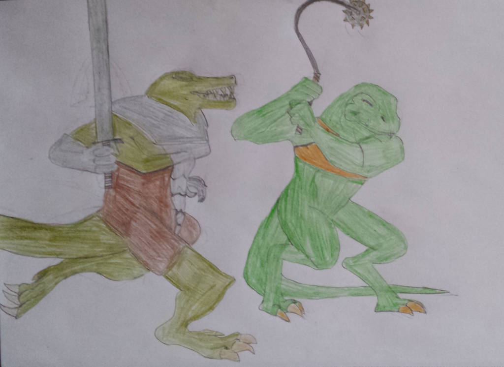 Request Heavy Metal badass Lizardman by KeIIion