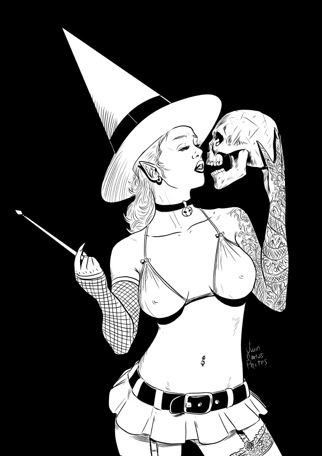 Witch and skull