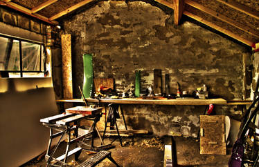 In the shed HDR Sepia