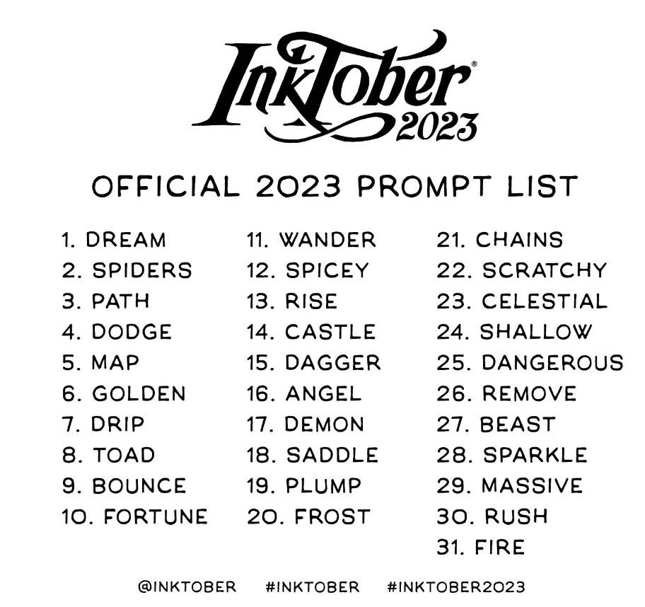 Inktober 2025 Official Prompt List by ToonimalHenry on DeviantArt