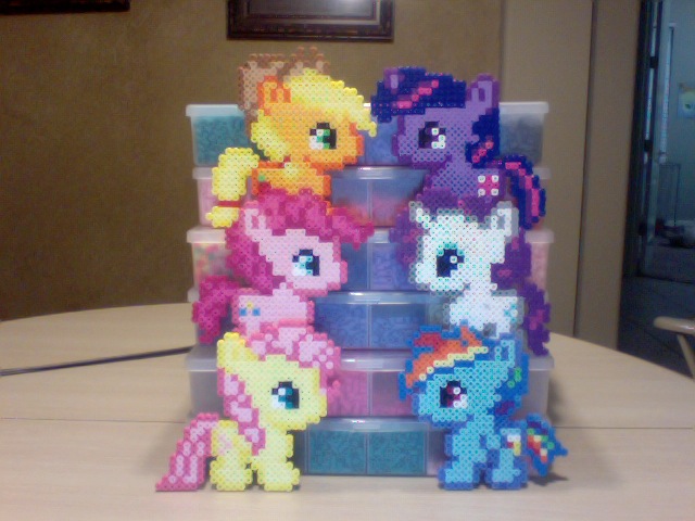 Chibi Perler Bead Ponies: The Mane Six by Perler-Pony