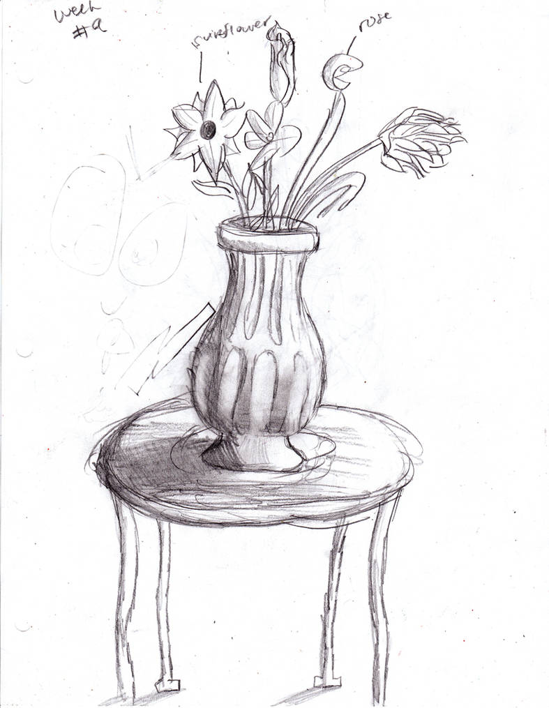 Flower Vase Sketch By Tisserovehicks On
