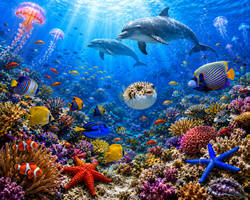 Sea Of Aquarium In Coral Reef At Underwater
