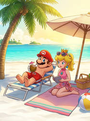Mareach Are Relaxing In Beach