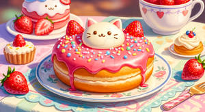 Strawberry Cat Donut