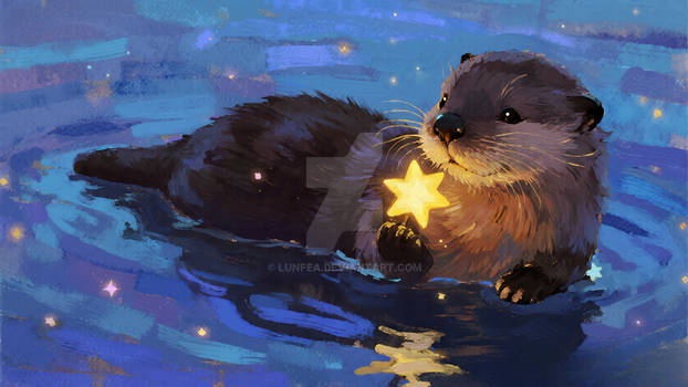 Dreamy Otter Holding a Star