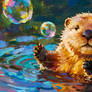 Playful Otter in Sunny Pond