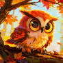 Golden Maple Tree Hole Owl