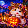 Cozy Halloween Hamster and Pumpkin Cottage