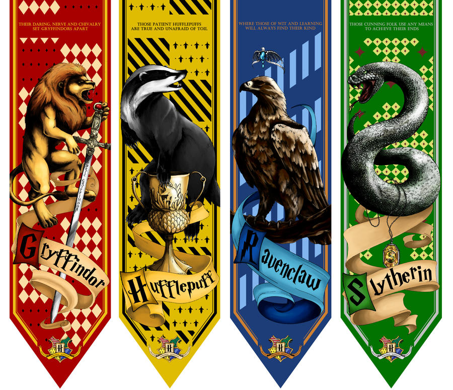 Hogwarts House Banners by AniaArtNL on DeviantArt