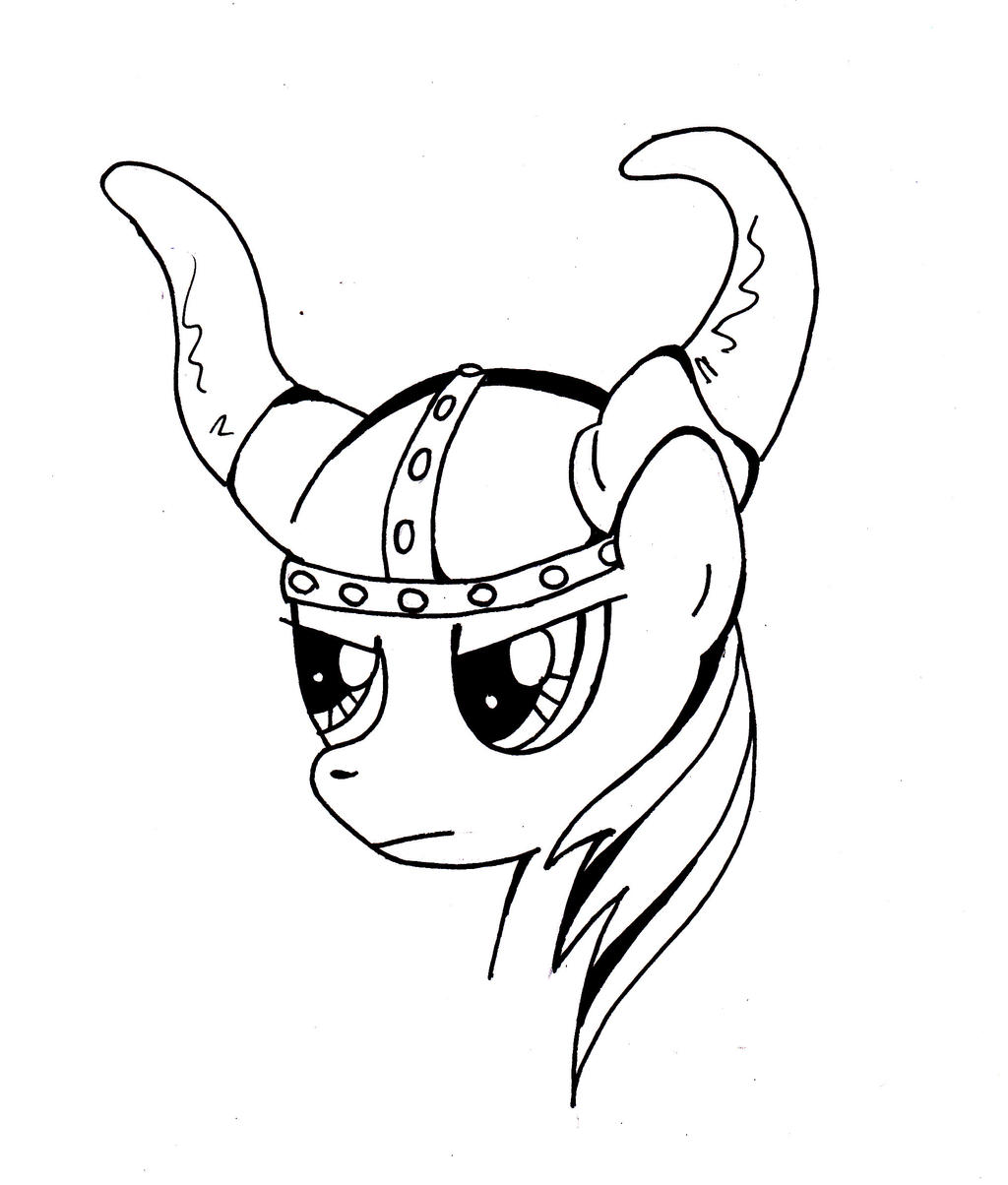 Rainbow Dash in a viking helmet! 4/21/13