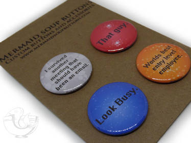 Office Humor pin back button set