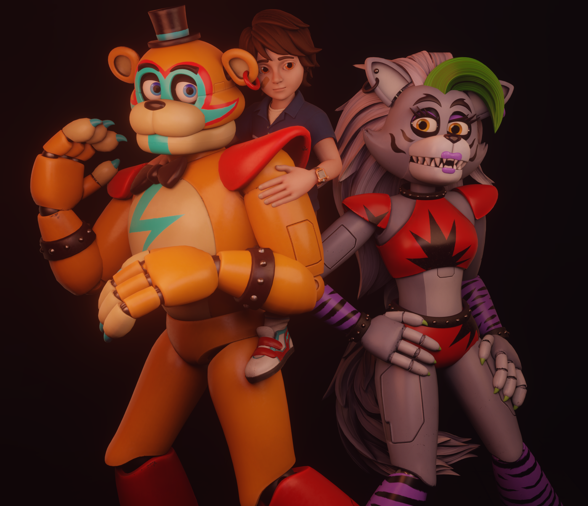 FNAF SB - Gregory and Roxy take a pic by Pikitunch on DeviantArt