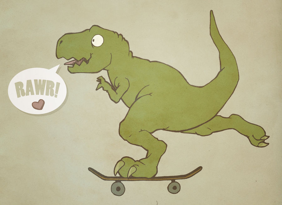 Skater Dinosaur in Love