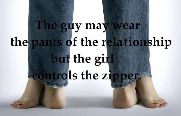 the guy may wear the pants...