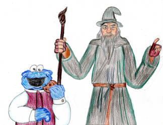 Cookie Monster and Gandalf