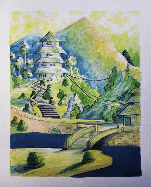 Pagoda in green