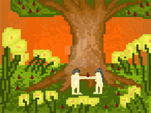 Lost Paradise in 8-bit graphic style