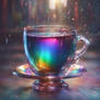 Glass teacup containing (rainstorm)(rainbow) Ver. 