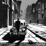 Cupid waiting on street (hidden in shadows) 1940s 