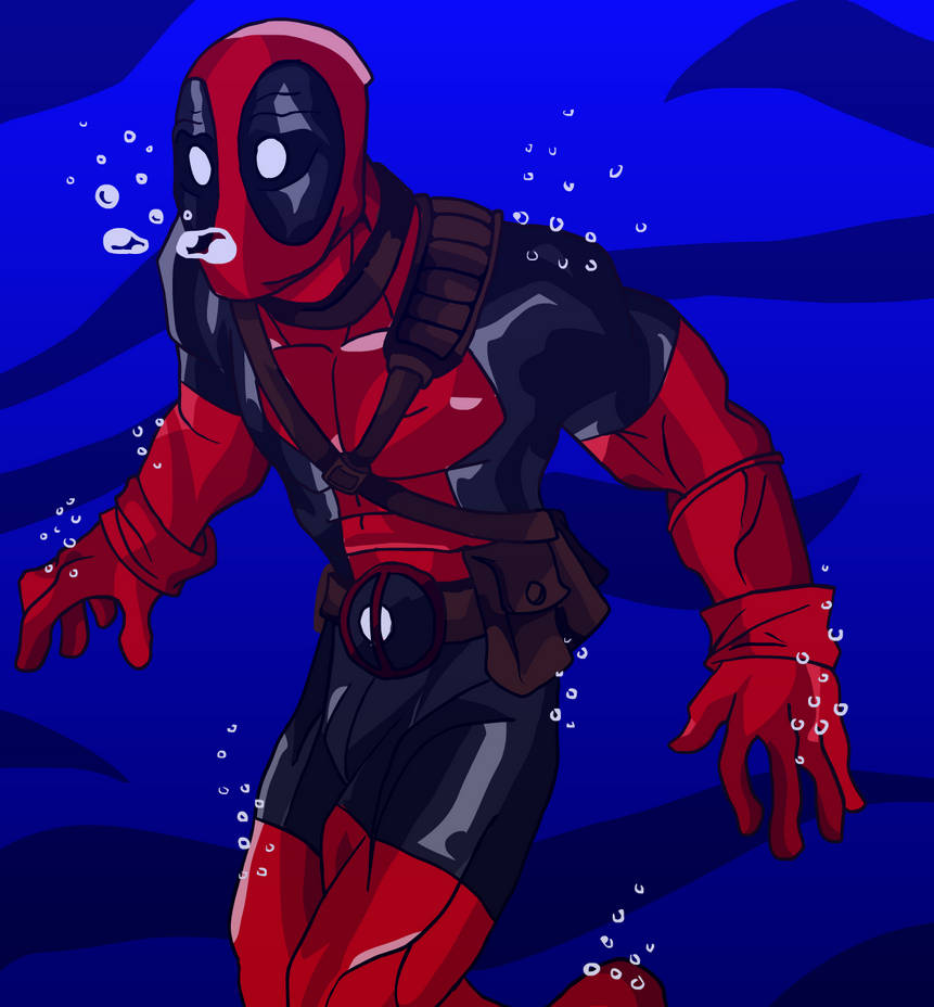 Deadpool Underwater Coloured by Cosmodious on DeviantArt