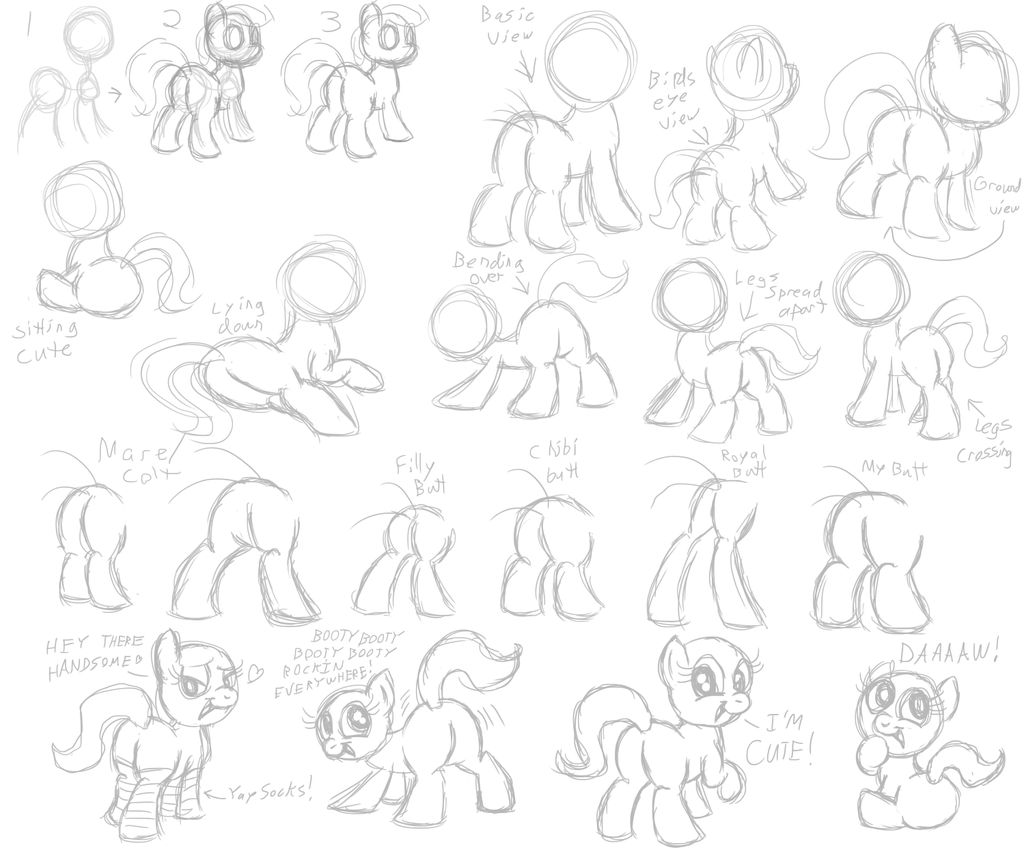 pony butt reference sketches by AleximusPrime on DeviantArt