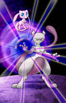 Mew and Mewtwo print by AleximusPrime