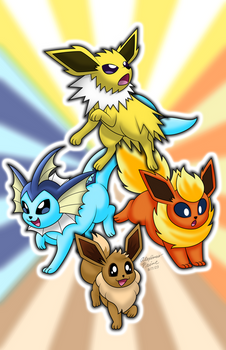 Eevee, Vaporeon, Jolteon, and Flareon