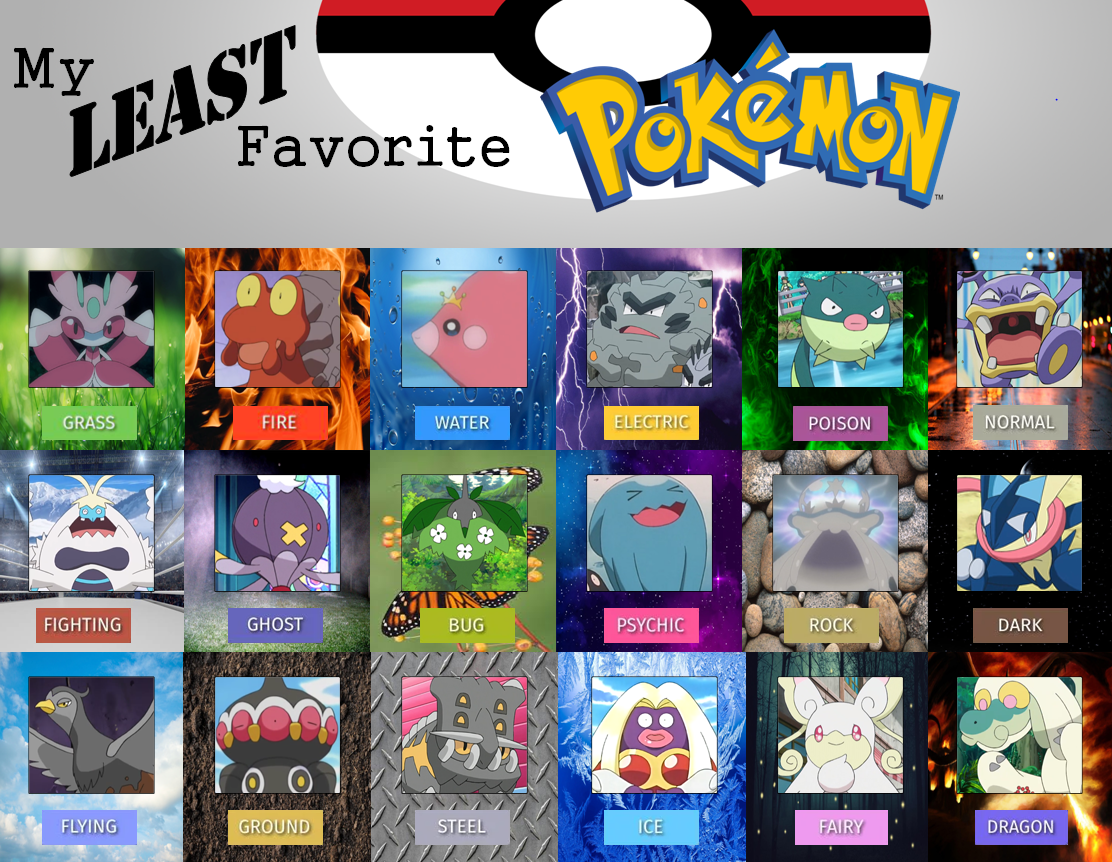 My Least favourite pokemon of every type by Dorito-Queen-Celeste on ...