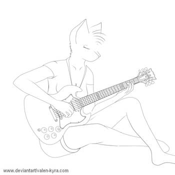 Furry Guitar Lineart