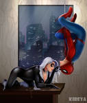 Black Cat and Spiderman (also semi-NSFW version) by Kireya