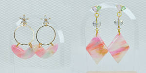 Polymer Clay Pink and Gold Earrings