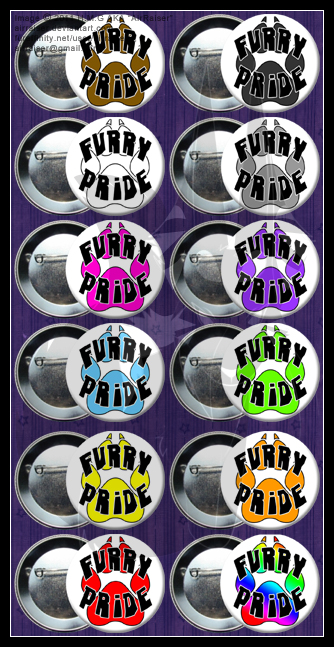 White Furry Pride Buttons